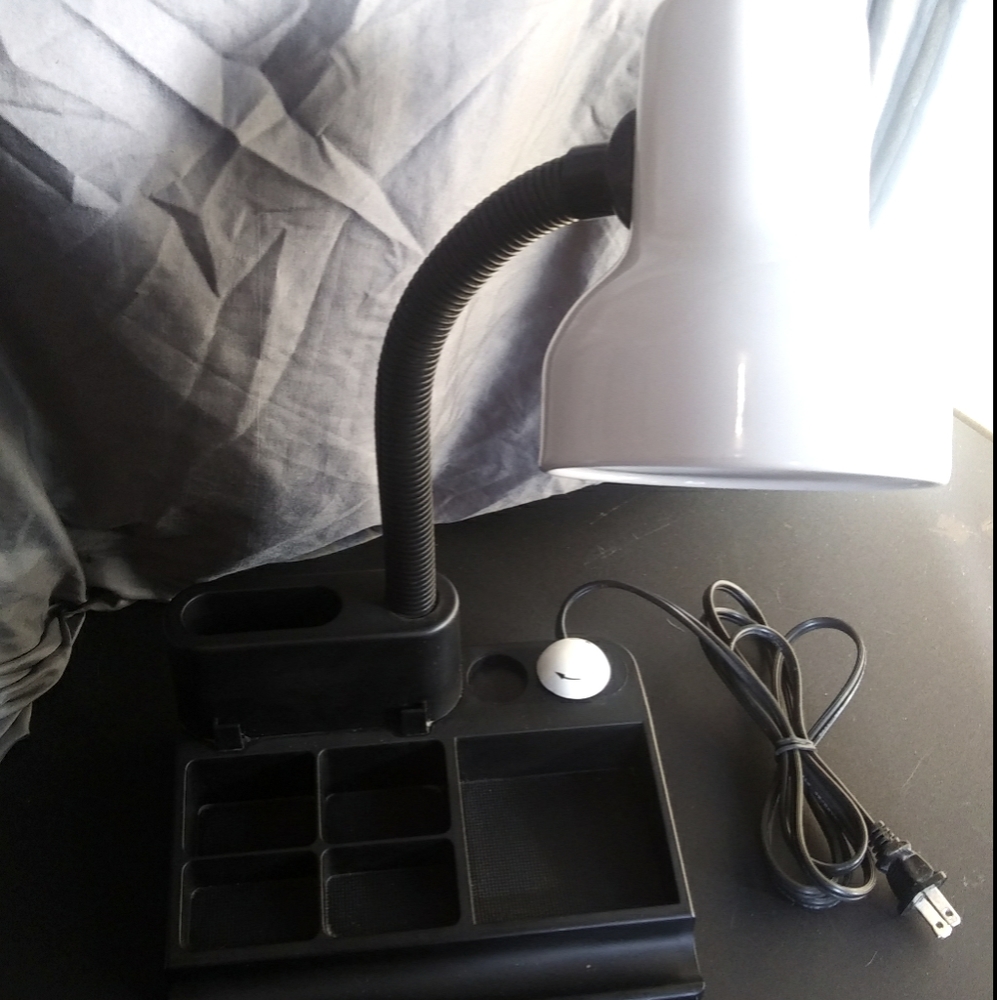 White and Black Desk Lamp With Compartments